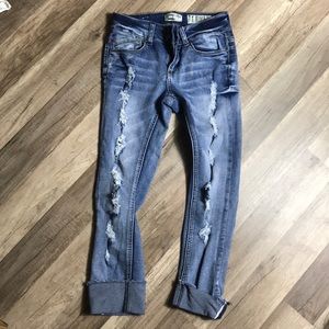 Cropped jean distressed jeans